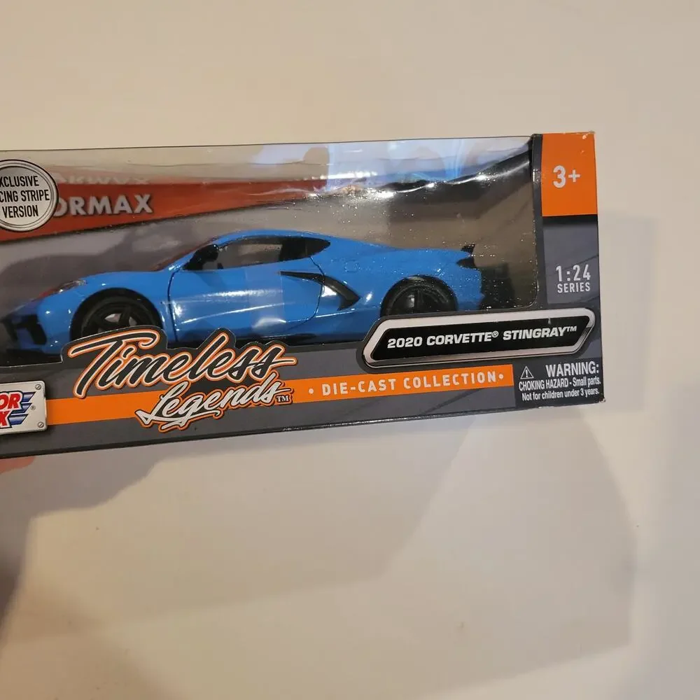Motormax Timeless Legends 1:24 Corvette C8 Stingray 2020 Blue Diecast Car New